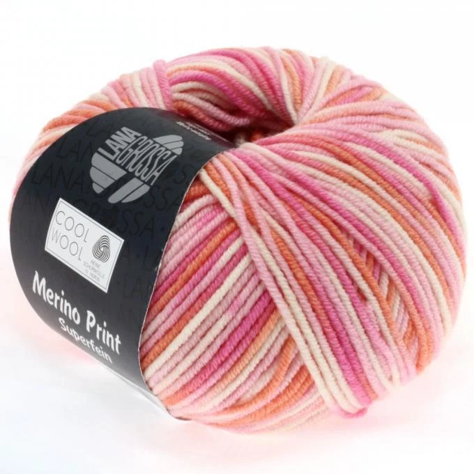LANA GROSSA Cool Wool print, Schurwolle Merino extrafein, Fb 726 rosa-bunt, 50 g - Bild 1 von 1