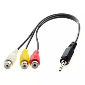 3.5mm 1/8" Male Stereo Car AUX to 3 RCA AV Female Cord Audio Video Composite ... - Picture 1 of 12