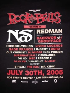 XL 2005 Rock The Bells Konzert Shirt Nas Redman Rza Ghostface Raekwon B-Real - Bild 1 von 3