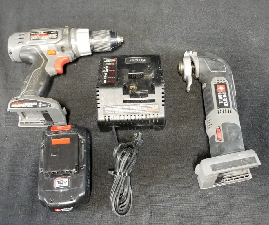 Porter Cable Drill, Oscillating Tool and Charger Base & Battery 4Pcs - Image 1 of 4