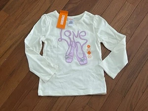 New Gymboree Girl Ivory with Purple Love Pointe Shoes Gem Top Size 4 4T - Picture 1 of 6