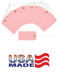 100 Pink Tags 4 3/4" x 2 3/8" Size 5 Inventory Shipping Hang Tag with String - Picture 1 of 4