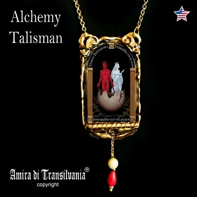 angel and demon egg talisman protection evil eye alchemy amulet pendant jewelry - Image 1 of 4