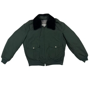 Blauer Vintage USA Bomber-Style Jacket in Forest Green Size L w/ Faux Fur Collar - Picture 1 of 11