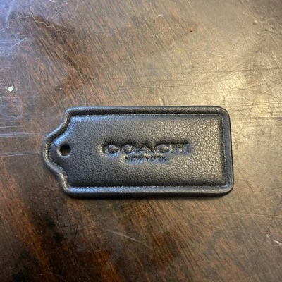2.25" COACH NEW YORK Cuero Negro Llavero Bolso Dije Llavero Etiqueta Colgante Foto 1 de 2