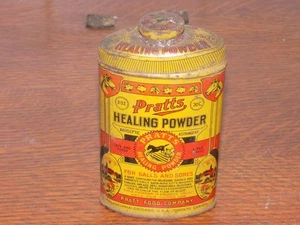 Vintage Pratts Animal Healing Powder EMPTY 3 Ounce Tin - Picture 1 of 7
