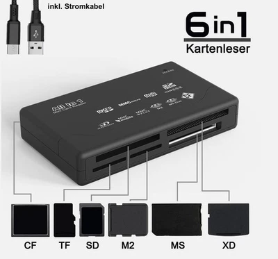 Kartenleser Micro SD USB C Kartenlesegerät Speicherkarten CF XD MS SDHC MMC M2 - Bild 1 von 4