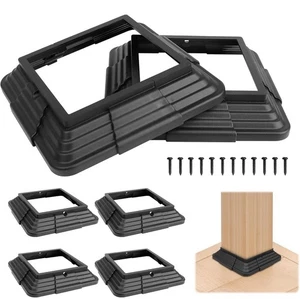 6 pcs 4x4(Actual: 3.5"x3.5") Post Base Cover, Split Style Vinyl Post Skirt Black - Picture 1 of 3