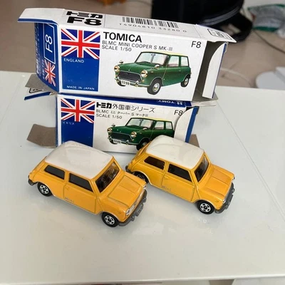Lot 2 Tomica Blue Box F8 Mini Cooper MK-Ⅲ 1/50 Japan Made Muffler Color Variants - Image 1 of 4