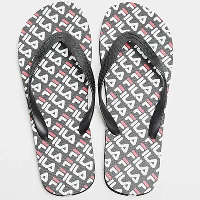 FILA Troy Logo Pantufla - Chanclas Mujer - Negro/Blanco/Rojo - Imagen 1 de 2