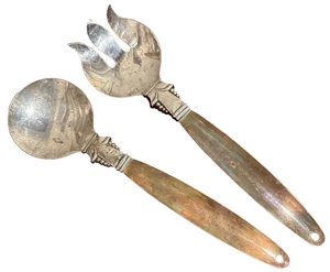 Juego de servir cuchara tenedor de ensalada Coppercraft Guild vintage pátina plato de plata - Imagen 1 de 7