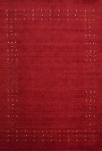 Schöner roter Gabbeh großer Teppich 9x12 mit zarter Bordüre Touch Handarbeit Carpet - Bild 1 von 11