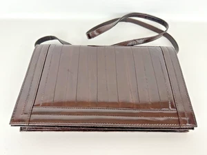 Bolso de hombro bandolera vintage 100 % genuino piel de anguila vino - Imagen 1 de 16
