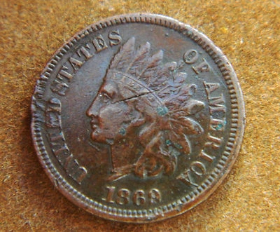 Indian Cent 1869 Ultra Rare AU++ Details Split Planchet Ultra Rare - Image 1 of 2