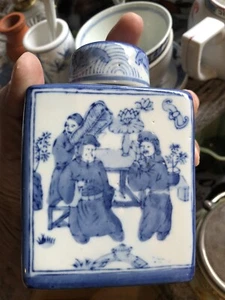 Chinese Qing Dynasty Circa Republic/19th CenturyBlue & White Porcelain Tea Caddy - Picture 1 of 13