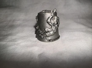 c. 1980s Marked Pewter Good Quality Jack & Jill Thimble 2.5cm H 2cm W EXC - Picture 1 of 5