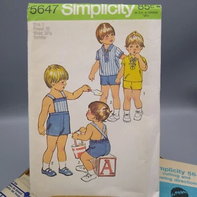 UNCUT Vintage Sewing PATTERN Simplicity 5647, Childrens Toddler 1973 Shirt - Image 1 of 3