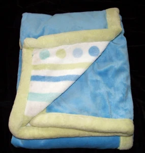 Kids Korner Blue Green Stripes Dots Baby Starters Blanket NEW WITHOUT TAGS - Picture 1 of 2