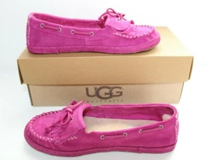 UGG Australia 1006084K VTPK 3 Kids Annika Moccasins Suede Shoe Slipper Pink 3 - Picture 1 of 9