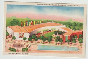 Unused Postcard New York Worlds Fair 1939 Medicine and Public Health Buildings - Picture 1 of 2