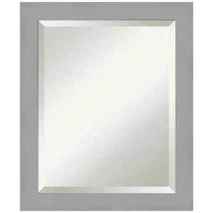 Amanti Art Wall Mirror 23.5" x 19.5" Framed Beveled Glass Modern Brushed Nickel - Picture 1 of 6