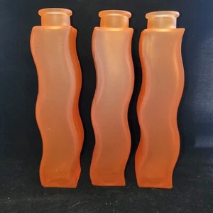 Vintage 90’s IKEA “Skamt” Wavy/Squiggle Vase Frosted orange rare color set of 3 - Picture 1 of 5