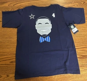 T-Shirt Dallas Cowboys Dak Prescott #4 marineblau Baumwolle Jugend Gr. LG 16-18 Neu mit Etikett - Bild 1 von 5