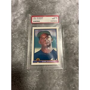 Bowman 1991 Carl Everett PSA Mint 9 Baseball Trading Card Vintage