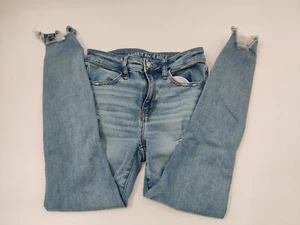 American Eagle Next Level Stretch Raw Hem Distressed Hi-Rise Jegging 2 Short - Picture 1 of 15