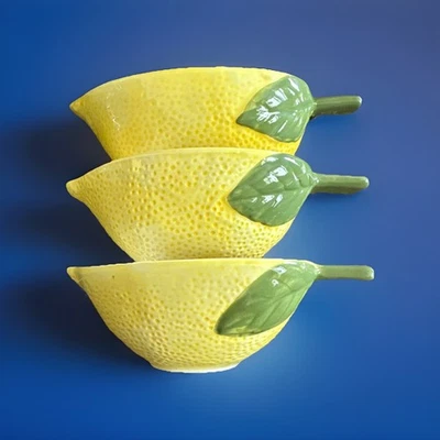 Tazas Medidoras Cerámicas Anidación Limón, Juego de 3, 1/3, 1/2 y 1 Taza, Marcadas  Foto 1 de 4