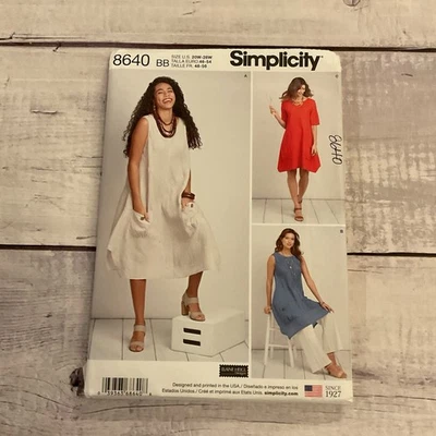 Simplicity 8640 Sewing Pattern Dress Tunic Top Asymmetrical Hem 20W-28W UNCUT - Image 1 of 4