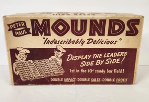 Scatola caramelle vintage Peter Paul Mounds Mandorla Joy per 24 barre doppie 10 centesimi *Leggi* - Foto 1 di 14