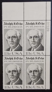 US 1700 13c Adolf Ochs Plate Block of 4 MNH VF 1976 - Picture 1 of 1
