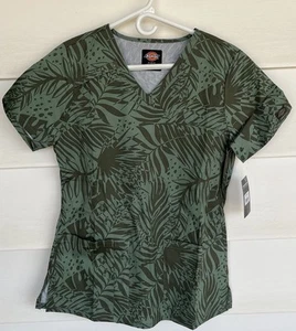 NWT Women’s Small Tropical Floral Print Dickies Scrub Top - Picture 1 of 1