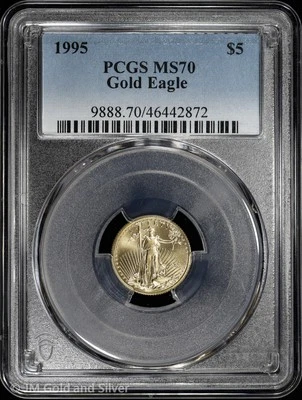 1995 $5 1/10 oz Gold Eagle PCGS MS 70 | Top Pop 1 of 92 Uncirculated UNC BU - Image 1 of 4
