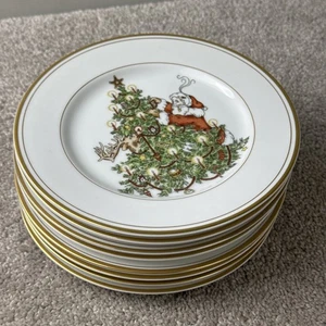 Set 8 piatti laterali Fitz & Floyd St Nicholas 7,5" GIAPPONE 1978 Babbo Natale - Foto 1 di 6