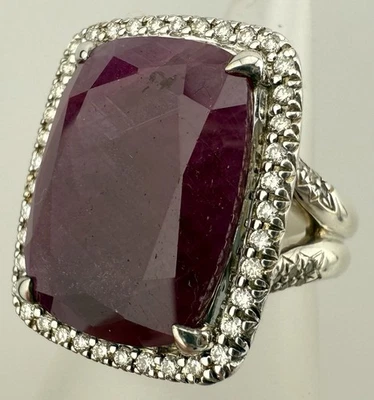 ANILLO JOHN HARDY PLATA 925 RUBÍ Y DIAMANTE CADENA CLÁSICA TALLA 7 K166C Foto 1 de 4