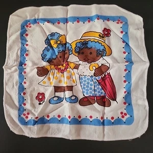 Vintage African Black Children Couple Spring Hankie Handkerchief 9 in by 9.25 in - Picture 1 of 9