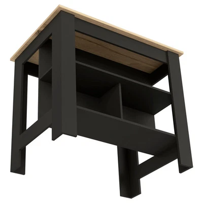 Stylish Black and Light Oak Kitchen Table Island35" Height - Image 1 of 4