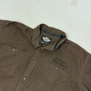 HARLEY DAVIDSON MOTORCYCLES braunes Langarmhemd aus Baumwolle mit Knöpfen Herren 2XL - Bild 1 von 10