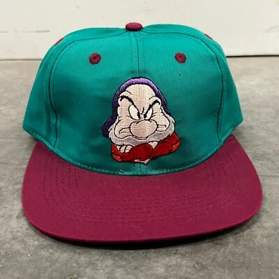 Sombrero gruñón de colección Disney juvenil verde azulado enanos blancos como la nieve bordado sombrero a presión Foto 1 de 4
