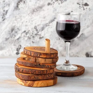 Montañas rusas de madera de olivo en un soporte de alfiler, conjunto de 6 piezas de montaña rusa de madera hechas a mano para granja - Imagen 1 de 4