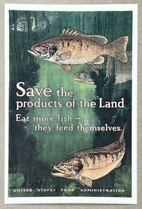 EAT MORE FISH - Poster US Food Administration During WWI - Vintage Postcard - Picture 1 of 2