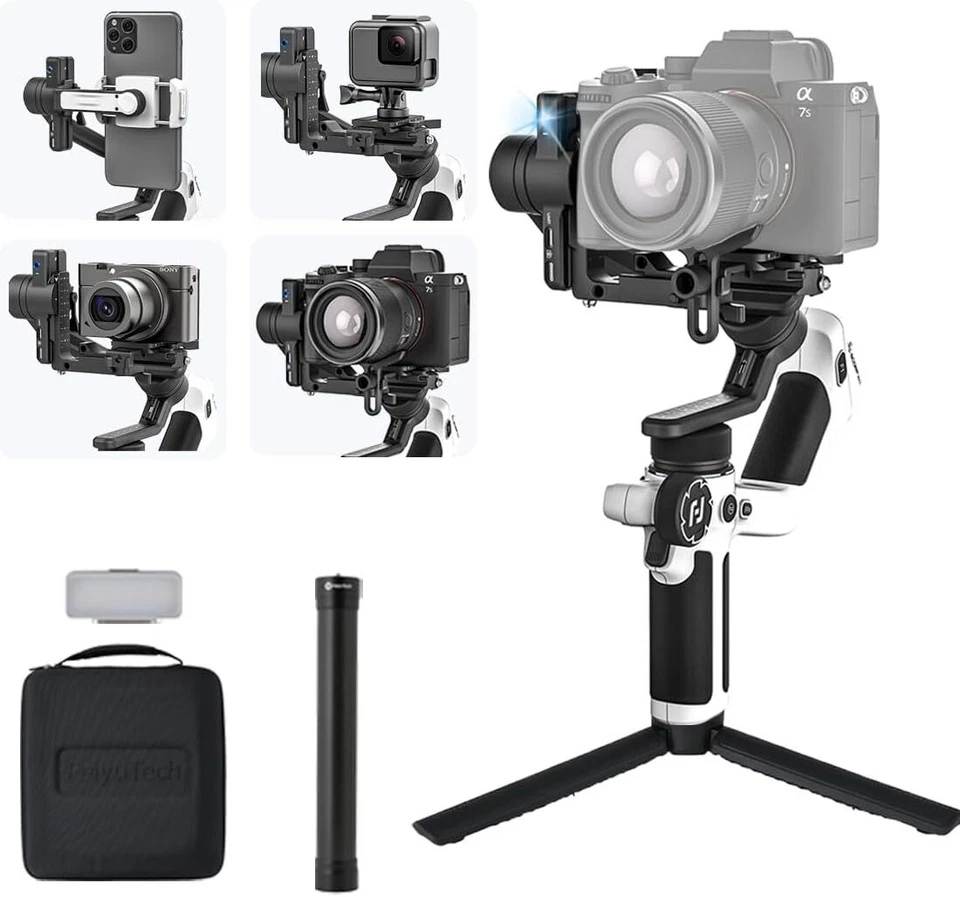 Feiyu SCORP-Mini 2 Kit (Bianco) Stabilizzatore Gimbal con Tracciamento AI, Borsa da Trasporto - Immagine 1 di 4