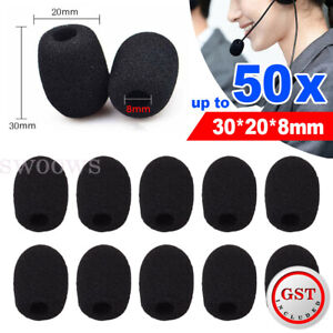 UP 50PCS 30x22x8MM Mini Microphone Headset Windscreen Sponge Foam Mic Cover AU