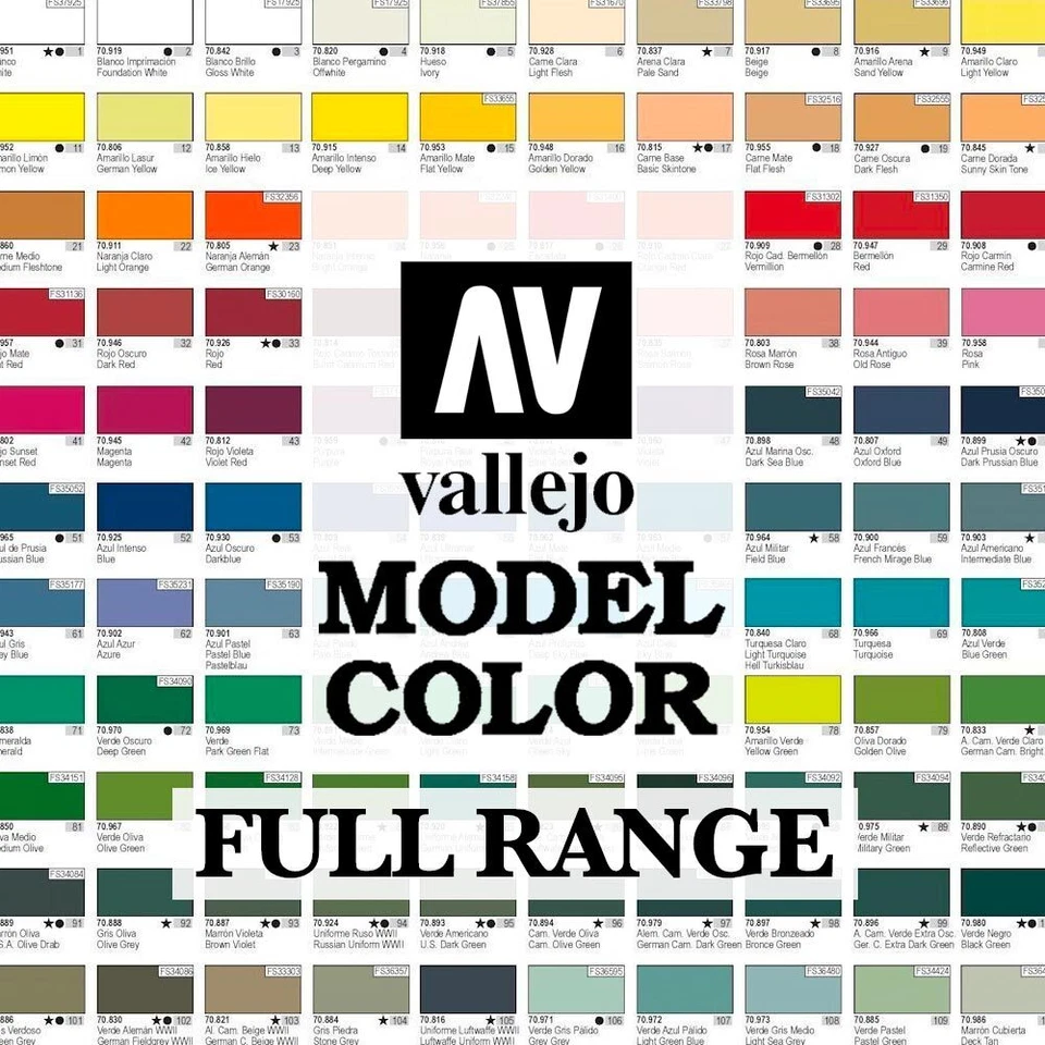 Vallejo Model Colour Acrylic Model Paint 17ml Dropper Bottles - FULL RANGE - Image 1 of 1