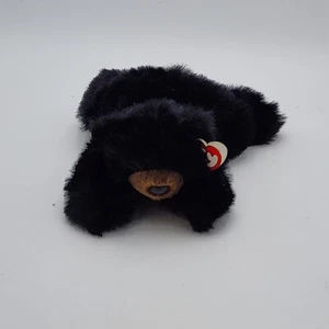 1996 Vintage Black Bear Plush Baby Paws Ty Retired Stuffed Animal Toy Laying 12" - Picture 1 of 9