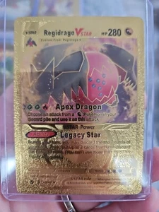 Regidrago Vstar Premium Gold Foil Fan Art Textured Collector Pokemon 136/195 - Picture 1 of 4
