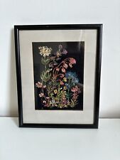 Folk Art needlework embroidery 20th century framed signed Floral Picture