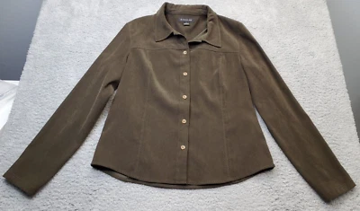 Camisa Harold's Mujer Talla 12 Marrón Poliéster Manga Larga Cuello Botón Delantero Foto 1 de 4